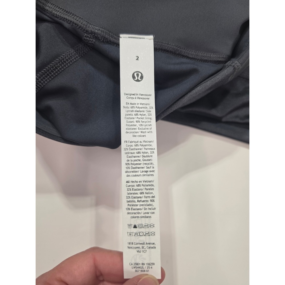 Lululemon Satin Shine Panelled Tight 25 Wordmark Coal Black LW5HKUS Size 2 - Picture 3 of 7